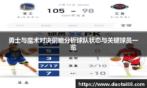 勇士与魔术对决前瞻分析球队状态与关键球员一览